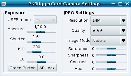 pktriggercord camera settings